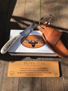 Silver Stag Slab Series Smith Slab Skinner Stag Antler Handle