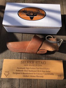 Silver Stag Slab Series Bullnose Skinner Stag Antler Handle