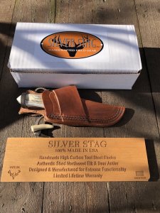 Silver Stag Slab Series WhiteTail Caper Stag Antler Handle
