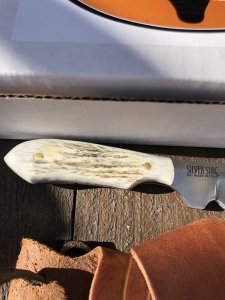 Silver Stag Slab Series WhiteTail Caper Stag Antler Handle