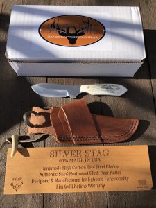 Silver Stag Slab Series WhiteTail Caper Stag Antler Handle