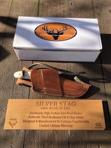 Silver Stag Slab Series Backwoods Pro Skinner Stag Antler Handle