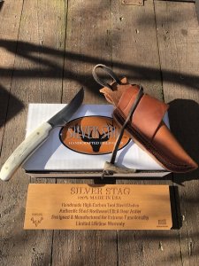 Silver Stag Slab Series Backwoods Pro Skinner Stag Antler Handle