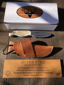 Silver Stag Slab Series Shires Slayer Skinner Stag Antler Handle