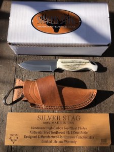 Silver Stag Slab Series Shires Slayer Skinner Stag Antler Handle