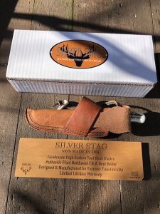 Silver Stag Slab Series Tyler Hunter Skinner Stag Antler Handle