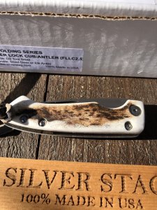 Silver Stag Liner Lock 2.5 " Blade Liner Lock Folding Knife with Stag Antler Handle