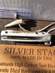 Silver Stag Liner Lock 2.5 " Blade Liner Lock Folding Knife with Stag Antler Handle