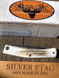 Silver Stag 3.25 " Blade Small Notch Folding Knife with Stag Antler Handle