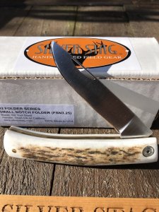 Silver Stag 3.25 " Blade Small Notch Folding Knife with Stag Antler Handle