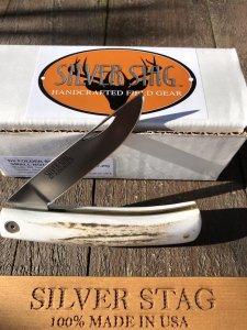 Silver Stag 3.25 " Blade Small Notch Folding Knife with Stag Antler Handle