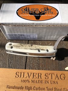 Silver Stag 3.0 " Blade Liner Lock Folding Knife with Stag Antler Handle