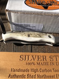 Silver Stag 3.0 " Blade Liner Lock Folding Knife with Stag Antler Handle