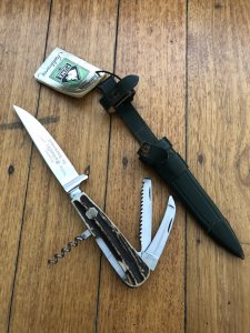 Puma Knife: Puma Circa 1957 Gamekeeper Model 3591 Knife with Stag Handle & Original Sheath