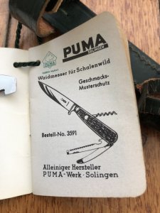 Puma Knife: Puma Circa 1957 Gamekeeper Model 3591 Knife with Stag Handle & Original Sheath