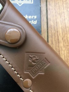 Puma Knife: Puma Skinner II Laser Cut with Stag Handle and leather sheath