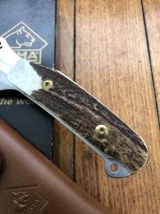 Puma Knife: Puma Skinner II Laser Cut with Stag Handle and leather sheath