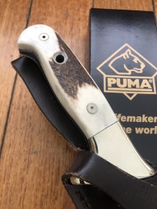 Puma Knife: Puma Rare 2007 SPECIAL EDITION White Hunter Model 50 with Stag Handle 116075 in Black Box