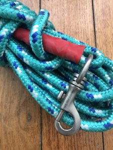 Long Dog Lead: Professional 10 metre Dog Trainer Turq/Blue/White Checkered Fleck Lead