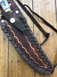 Ken Richardson Custom Handmade 7.5" Scrimshawed Fillet Blade Hunting Knife with Deer Antler Handle & Custom Sheath