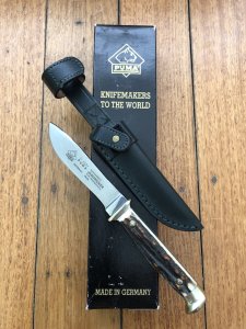 Puma Knife: Puma USED 1983 Jagdnicker 3587 Knife with Stag Antler Handle & Original Sheath