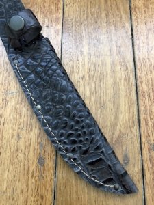 Knife Sheath: Brown Crocodile Pattern Leather Sheath - 6 inches