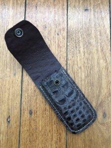 Knife Sheath: Crocodile Skin effect Medium Leather Knife Pouch - 4-5 inches