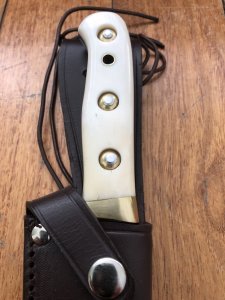 SOS Damascus *PUMA Skinner* Knife with Bone Handle & Leather Sheath