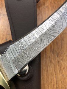 SOS Damascus *PUMA Skinner* Knife with Walnut Handle & Leather Sheath