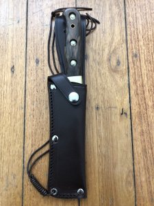 SOS Damascus *PUMA Skinner* Knife with Walnut Handle & Leather Sheath