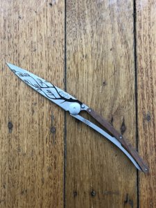 Deejo Juniper Wood handle Tree Branch Tattoo Design Pocket Knife 37g