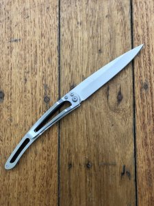 Deejo Juniper Wood handle Flower Trail Tattoo Design Pocket Knife 37g