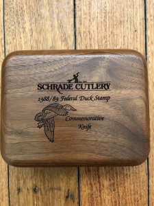 Schrade Ducks Unlimited USA-Made Federal Duck Stamp 1988-89 Bird knife in Wooden Gift Box