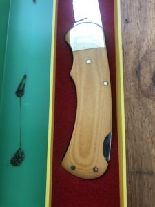 Puma Knife: Puma Original 1986 4 Star Folding Lock Blade Knife with Orange Ivory Micarta Handle in Original Box