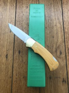 Puma Knife: Puma Original 1986 4 Star Folding Lock Blade Knife with Orange Ivory Micarta Handle in Original Box