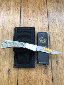 Puma Knife: Puma Gent Folding Knife with Stag Antler Handle with Box and Pouch