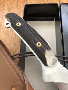 Puma Knife: Puma Rare Original 2001 Dark Stag New Hunter Model 118375 in original sheath and box.