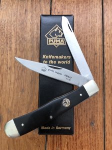 Puma Knife: Puma 2010 Trapper Lockback Knife with Black Buffalo Handle & Box