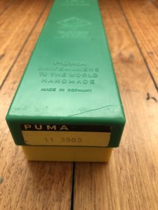 Puma Knife: Puma 1991 ForsterNicker Knife with Stag Handle & Green & Yellow Box