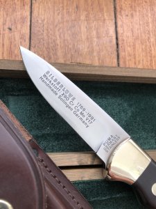 Puma Knife: Puma Rarity Original 1769-1991 4 Star Fixed Blade COPPER Silberlöwe Knife with Grenadill Handle in Original Box