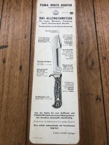 Puma Knife: Puma Rare & Mint Pre 1964 Original White Hunter Wooden Box