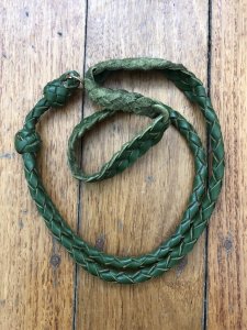 Lanyard: Forest Green Leather Braided Rounded Single Whistle Lanyard