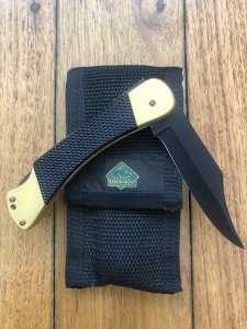 Puma Knife: Puma Rare Commando 24 Carat GOLD 88 Model Lock back Knife with Black ABS Handle 1988