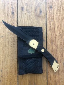 Puma Knife: Puma Rare Commando 24 Carat GOLD 88 Model Lock back Knife with Black ABS Handle 1988