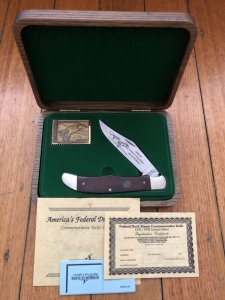 Schrade Ducks Unlimited USA-Made Federal Duck Stamp 1992/93 knife in Wooden Gift Box