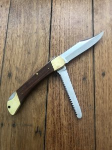 Puma Rare Model 971 Game Warden 1986 Saw and Blade Folding Lock Knife #44862