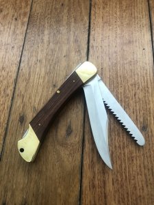 Puma Rare Model 971 Game Warden 1986 Saw and Blade Folding Lock Knife #44862