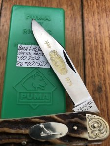 Puma A G RUSSELL 1974 Luger Pistol Commemorative Club Special Engraved Knife No:00202