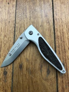 Puma Knife: Puma 2003 Medium OVAL Stag Slab Linerlock Folding Knife in original box
