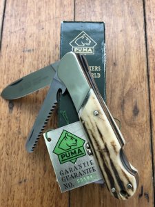 Puma Knife: Puma 210 923 Jagdmesser Twin Blade Hunting Pocket Knife with Stag Antler Handle 1991